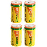 4x OmniCel ER34615HD/T 3.6V D LithiumThionyl Chloride Battery w/ Tabs For Smoke Alarms, Carbon Monoxide Detectors, Intrusion Sensors, Invisible Fencing, Emergency Backup, Data Collection, AMR Add-ons