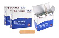 Dealmed Sheer Plastic Flexible Adhesive Bandages, Sterile with Non-Stick Pad, 3" x 3/4", 100 Count (3 Pack)