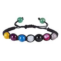 Men Women 8mm Lava Rock 7 Chakras Aromatherapy Essential Oil Diffuser Bracelet Braided Rope Natural Stone Yoga Beads Bracelet Bangle (Free, F)