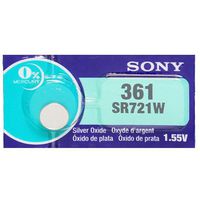 Sony 361 (SR721W) 1.55V Silver Oxide 0% Hg Mercury Free Watch Battery (7 Batteries)