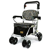 Walkers for Seniors with Seat 4 Wheels Walking Rollator, Folding Mobility Walking Aid, Height Adjustable Seat Elderly Walker, Aluminum Alloy Trolley Rolling Walkers
