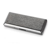 Pure Copper Embossed Arabesque Metal Cigarette Case Holds 10 Cigarettes for 100's Cigarettes (Black Nickel)