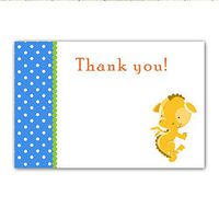 30 Blank Thank You Cards Blue Green Polka Dots Gold Dragon Design Baby Shower Birthday Party + 30 White Envelopes