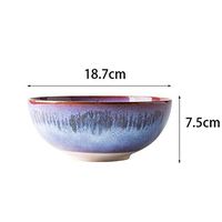 Bowl Creative Gradient Blue 7.5 Inch Ramen Bowl Japanese Ceramic Soup Bowl Vintage Salad Fruit Bowl Breakfast Bowl Household Tableware Household tableware, retro bowl