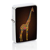 Giraffe Windproof Flip Top Silver Lighter