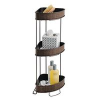 iDesign Twillo Metal Wire Corner Standing Shower Caddy 3-Tier Bath Shelf Baskets for Towels, Soap, Shampoo, Lotion, Accessories, Bronze
