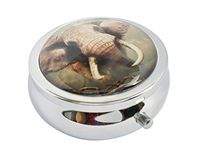 Halulu Animal Elephant Custom Fashion Round Glass Pill Case 2.1 Inch Tablet Holder Storage Bag Wallet
