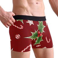 WXLIFE Christmas Star Candy Cane Boxer Briefs Men's Underwear for Men Boy
