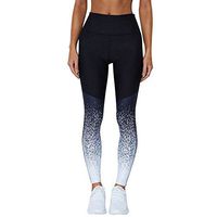 SADUORHAPPY Women Gradient Color Sports Yoga Workout High Waist Running Pants Fitness Elastic Leggings Blue