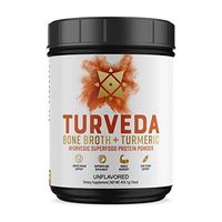 TURVEDA Turmeric Curcumin Infused Golden Bone Broth Protein Superfood Powder| 500mg Curcumin Turmeric Root Extract and 20g Protein Per Serving (Grass-Fed, Keto, Paleo, Unflavored, 20 servings)