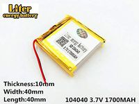 3.7V 1700mAh 104040 Lithium Polymer Ion Rechargeable Battery Lithium Polymer Li-Po Battery for MP4 GPS MP3 Bluetooth Stereo DIY Gift