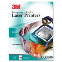 3M CG3300 Transparency Film for Laser Printers, 50 Sheets
