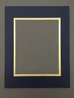 22x28 Navy Blue and Gold Double Picture Mats or Photography Matting Bevel Cut for 16x20 Pictures