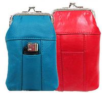 100s + 120s Pair Pure Leather Cigarette Soft Case Pouch in Two Color TURQUOISE fit 100s + 120s in 4 Color Choice (Turquoise + Red)