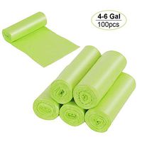 LESNIC 4-6 Gallon Trash Bags Recyclable & Degradable, 100 Counts Small Trash Bags Biodegradable Garbage Bags Thicken Strong Rubbish Bags Wastebasket Liners for Kitchen Bathroom Office Car (Green)