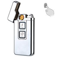 Padgene Fingerprint Scan Electronic Lighter Arc Windproof Rechargeable Lighter (Silver)