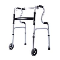 F&T Zimmer Walker Frame with Wheels, Folding Lightweight Mobility Walking Aid (Color : Silver)