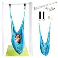DreamGYM Net Therapy Indoor Swing with Doorway Support Bar | Sensory Swing for Adults and Children | Blue