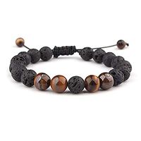 LJSLYJ Adjustable Lava Rock Stone Essential Oil Anxiety Diffuser Bracelet Meditation Relax Healing Aromatherapy for Women Man Gift,Brown