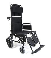 New Karman KM5000 ( KM5000F20W-TP ) Lightweight Reclining Transport Wheelchair with Removable Desk Armrest, 20" Seat Width