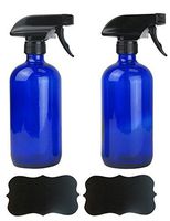 DII Chalkboard Label Refillable Glass Spray Bottle Set, 16 oz, Cobalt Blue S/2