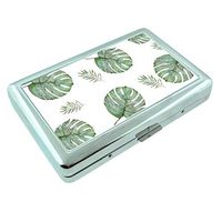 Palm Leaf Em1 Hip Silver Cigarette Case Id Holder Metal Wallet 4" X 2.75" RFID Protection