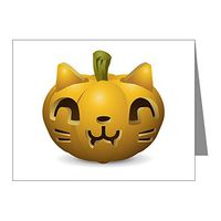 Note Card Kitty Cat Halloween Jack-O-Lantern