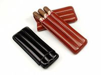 Genuine Leather Cigar Case 3 Fingers (Black)