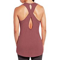 Mlide Women Sexy Workout Shirt Cross Sports Open Back Gym Yoga Tank Tops Crop Blouse Pink