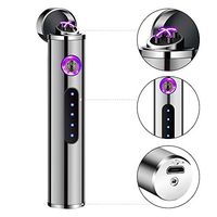 Mini Lighter Plasma Arc Lighter Electronic Lighter USB Rechargeable Lighter for Men Women (222sillver)