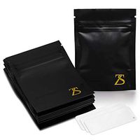 ZENSEAL | 60 Pack 3x4 inch Matte Black Smell Proof Bags with Labels | Resealable Mylar Foil Pouch Bags | Airtight Ziplock