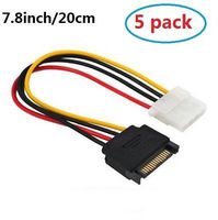 EatingBiting（R） 5pcs of SATA Power Adapter Cable 15-pin SATA Male To 4-pin Molex Female Power Adapter Cable For IDE Hard Drive Serial ATA Male to LP4 Female Power Cable 7.8inch/20cm