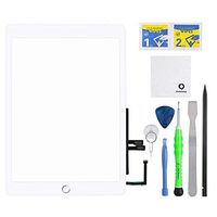 Fixcracked Touch Screen Replacement Parts Digitizer Glass Assembly for ipad 6th Gen 2018 (A1893 A1954) with Home Botton Cover(No Touch IC) + Professional Tool Kit (White)
