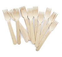 200 Disposable Wooden Forks | Eco Friendly & Biodegradable, Compostable, 100% Natural Birchwood Cutlery (200-Pack Forks) by BloominGoods