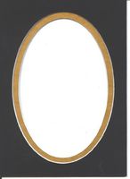 Pack of 5 11x14 Black & Gold Oval Double Picture Mats Bevel Cut for 8x10 Pictures