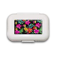 Hawaiian Floral Pill Box,Pill Organizer Case for Purse Daily/Weekly Unique Design and Large Compartments Medicine Case, Pill Box for Pocket or Purse