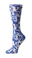 Cutieful Therapeutic Graduated 8-15 mmHg Compression Socks - Blue Watercolor Flowers