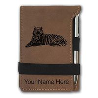Mini Notepad, Tiger, Personalized Engraving Included (Dark Brown)