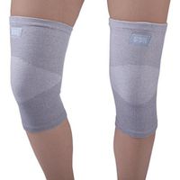 Athletec Sport Bamboo Charcoal Knee Compression Sleeve for Knee Pain, Joint Pain, Arthritis Relief, Meniscus Tear and Support for Running, Walking, Workout, Recovery - Size Large in Grey (Pair)