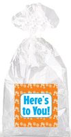 Blue on Orange Here's to You! Party Favor Bags with Ties - 12pack