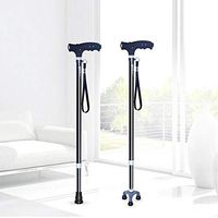 OMLTER Non-Slip Four-Legged Walking Stick Cane with Light Handle Walker with Magnet Massageimitation Ankle Three-Legged Base