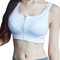 Theoylos Women's Zip Front Sports Bra Push Up Beauty Back Bra Ladies Seamless Bralette Extra-Elastic Fitness Yoga Bra White