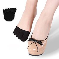 Chinatera Cotton Half Insoles Pads Cushion Metatarsal Sore Forefoot Support Toe Separating Socks (Black)