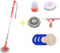 Electric Window Cleaning Tool U Shaped Window Cleaner for External Window Washer with Telescopic Pole, Angle Adjustable Sponge Head and Squeegees (Color : Orange)