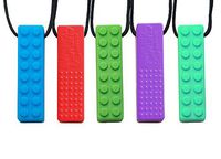 Tilcare Chew Chew Sensory Teether Necklace – Best for Autism, Biting and Teething Kids – Perfectly Textured Silicone Chewy Toys - Chewing Pendant for Boys & Girls - Chewlery Necklaces (5-Pack)
