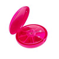 KingWo Portable Rotating 7 Day Weekly Pill Organizer Travel Medicine Tablet Holder Storage Case Box Dispenser, Cute Fruit Style, (Hot Pink)