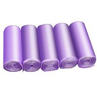 Biodegradable Trash Bags,100 Counts 5 Rolls Small Trash Bags 4 Gallon Garbage Bags Recycled Degradable Small Trash can bags for Bathroom Bedroom Home Kitchen Office Garden,Purple