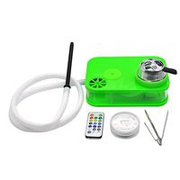 Arab Hookah Set Portable Square Box Acrylic Hookah with LED Lights, Hookah Including Hookah Bowl Silicone, Silicone Tube,Green