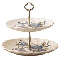 Bowl Fruit Plate, European Ice Crack Platter Snack Plate Cake Rack Creative Two-Layer American Fruit Plate Living Room Coffee Table Decoration Hotel tableware home noodles boiled fish soup bowl