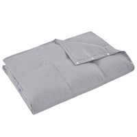 HOMBYS 50x70in Lightweight Down Throw Blanket Packable Down Blanket for Couch Down Proof Machine Washable Down Fiber Blend for Adults & Kids Sleeping Napping Camping Traveling (Light Grey)